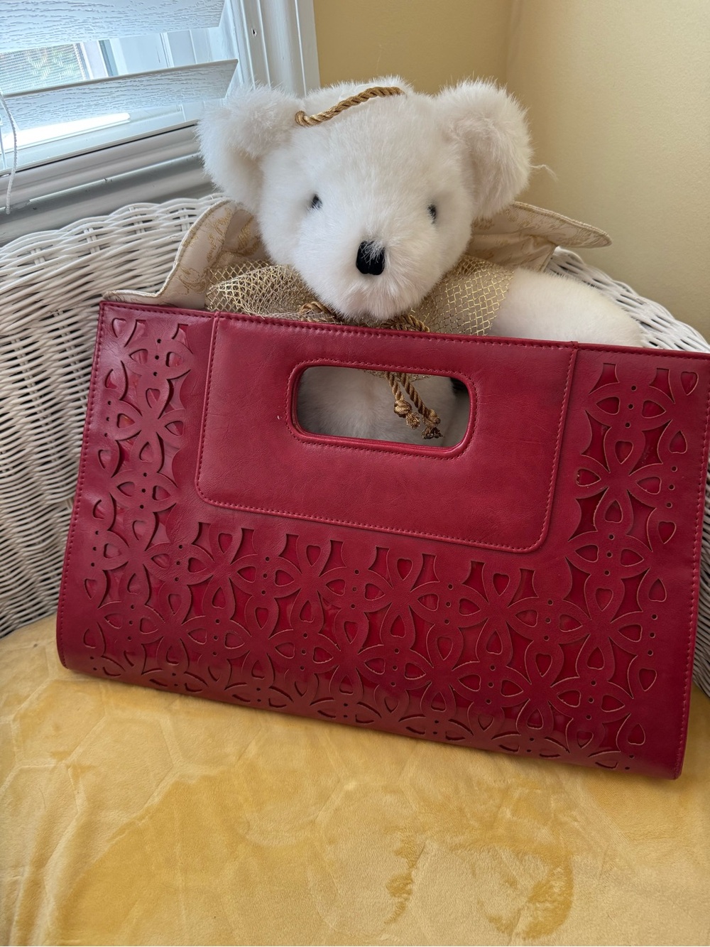 Deep Red Clutch with Unique Design